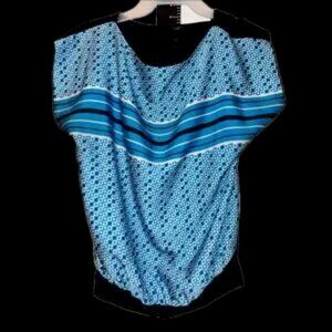 Ann Taylor Blue Geometric Blouse size xs adorable blue black white